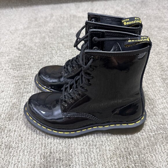 Dr. Martens 1460 Patent Leather Boots Black Lace Up Women’s Size 8 - Picture 3 of 11